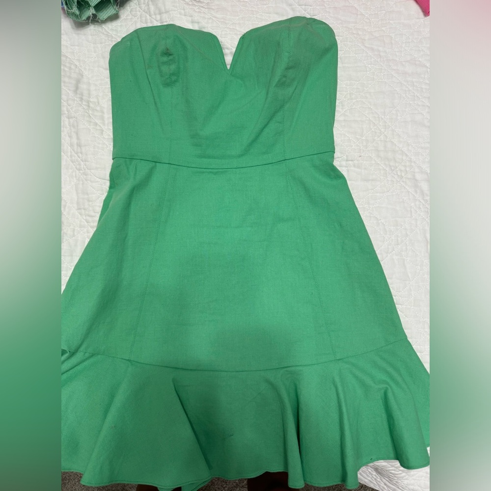 Green Strapless mini dress